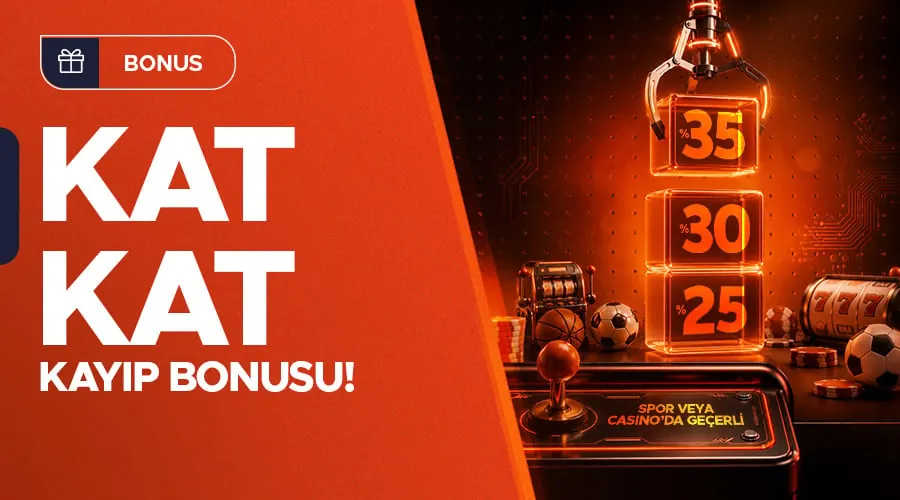 Betkanyon kampanya görseli: KAT KAT KAYIP BONUSU! %25 %30 %35 / SPOR VEYA CASINO'DA GEÇERLİ